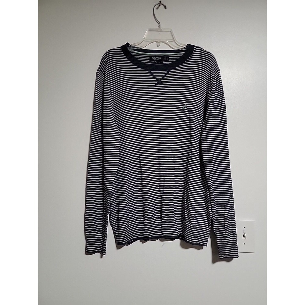 Nautica  Luxury Performance MENS CREW NECK SWEATER Blue Cotton Modal Blend Sz L